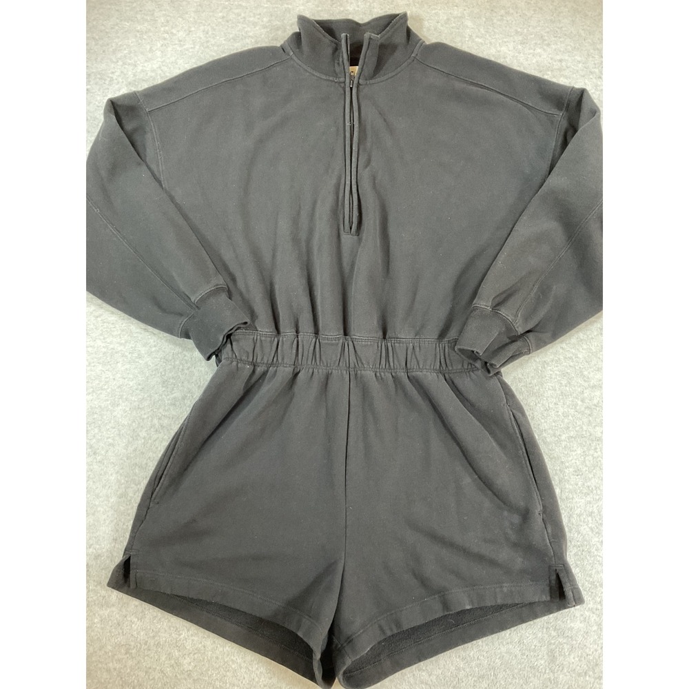 Abercrombie & Fitch Black Fleece Quarter Zip Lounge Romper Women Large Tall 2550
